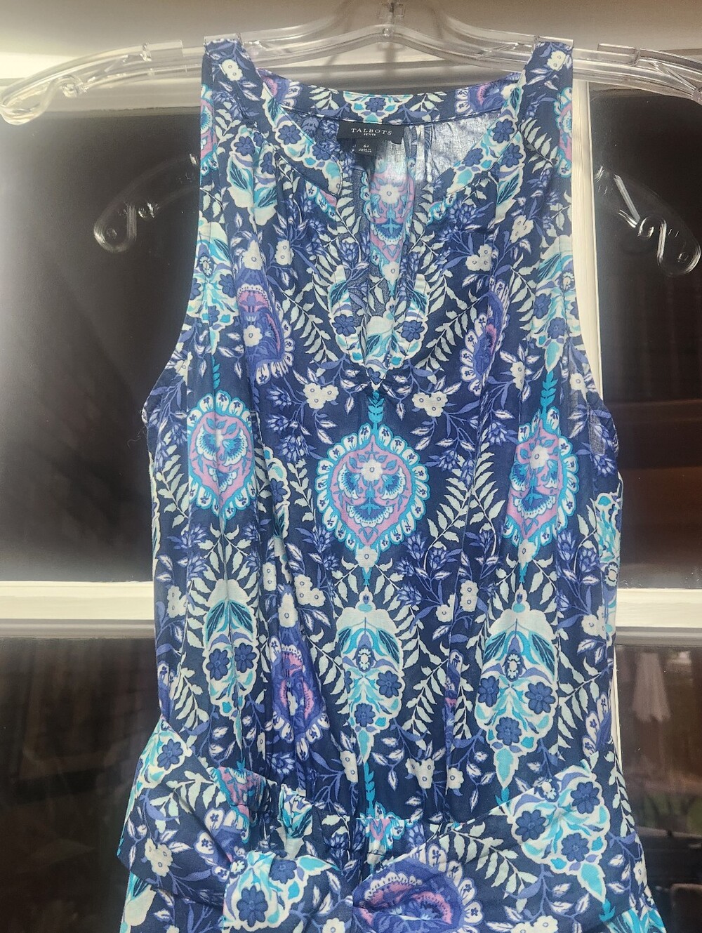 Talbot's New Blue Multicolored Medallion Print Sleeveless Dress; Petite Small - Picture 2 of 9